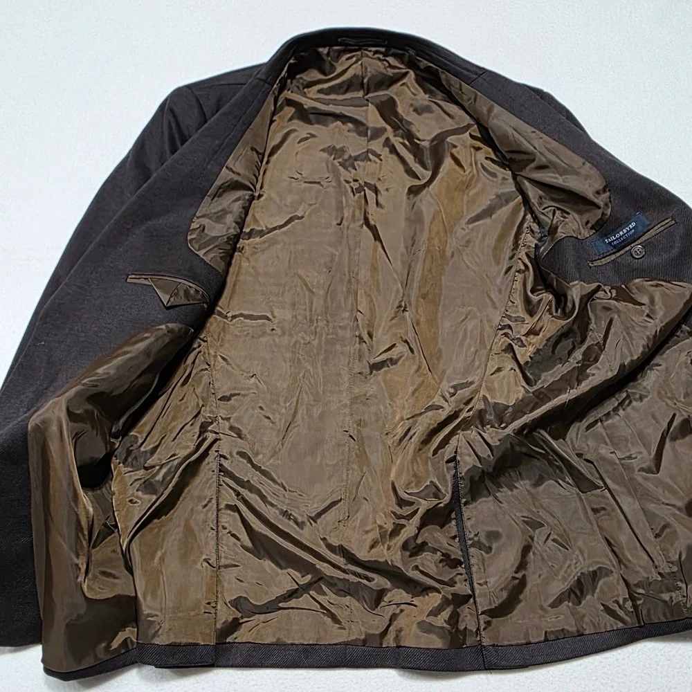Tailorbyrd Collection Sport Coat Mens 44L Brown Polyester Rayon Blazer